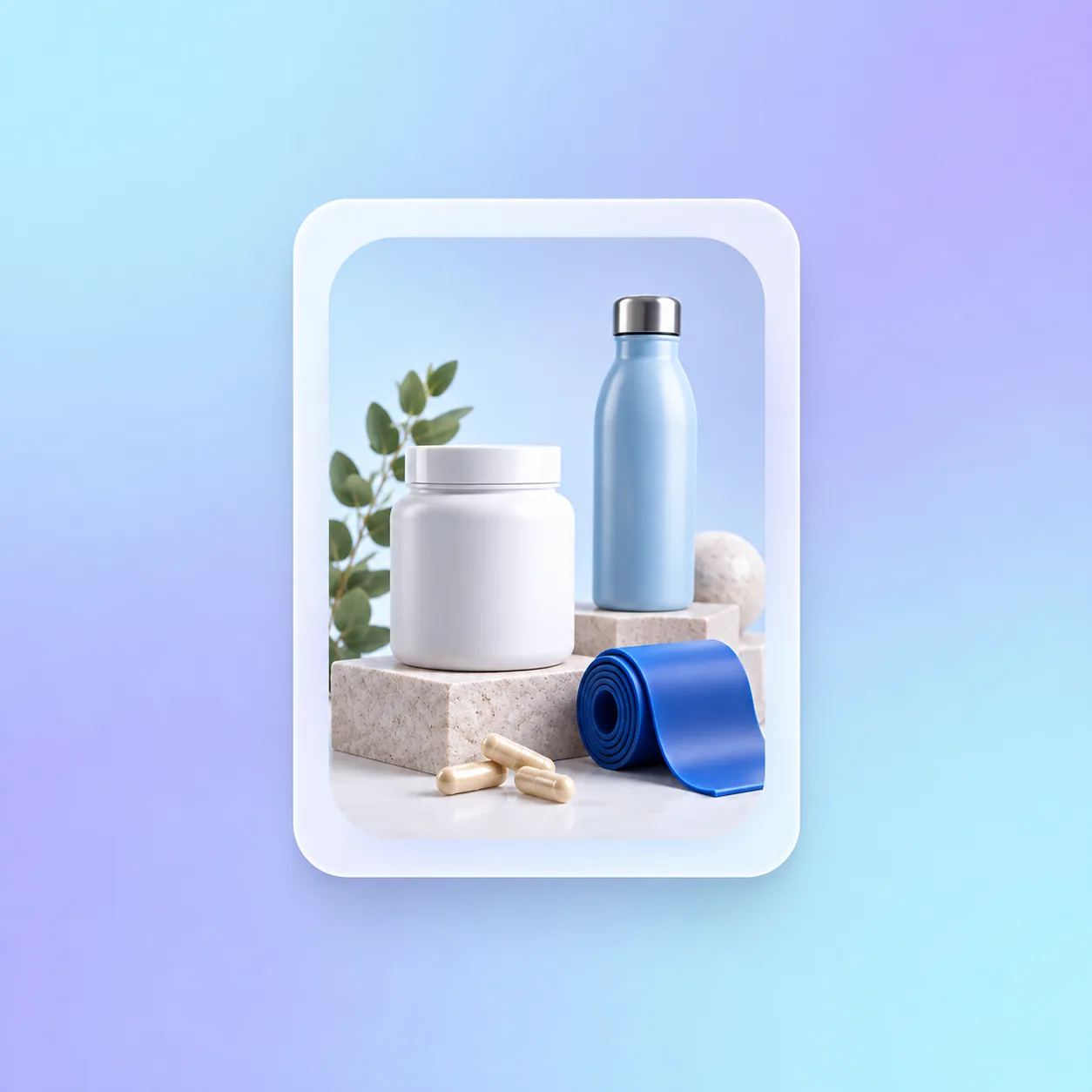 Wellness supplements and fitness essentials in a personalised product card