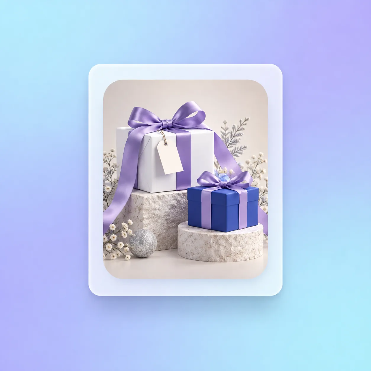 Premium wrapped gifts in a personalised product card